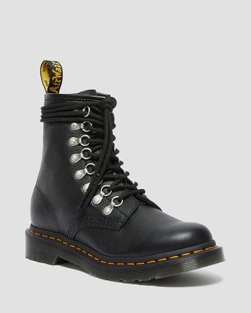 Dr Martens 1460 Laced Virginia Læder Snørestøvler Dame Sort | DK 168QMA